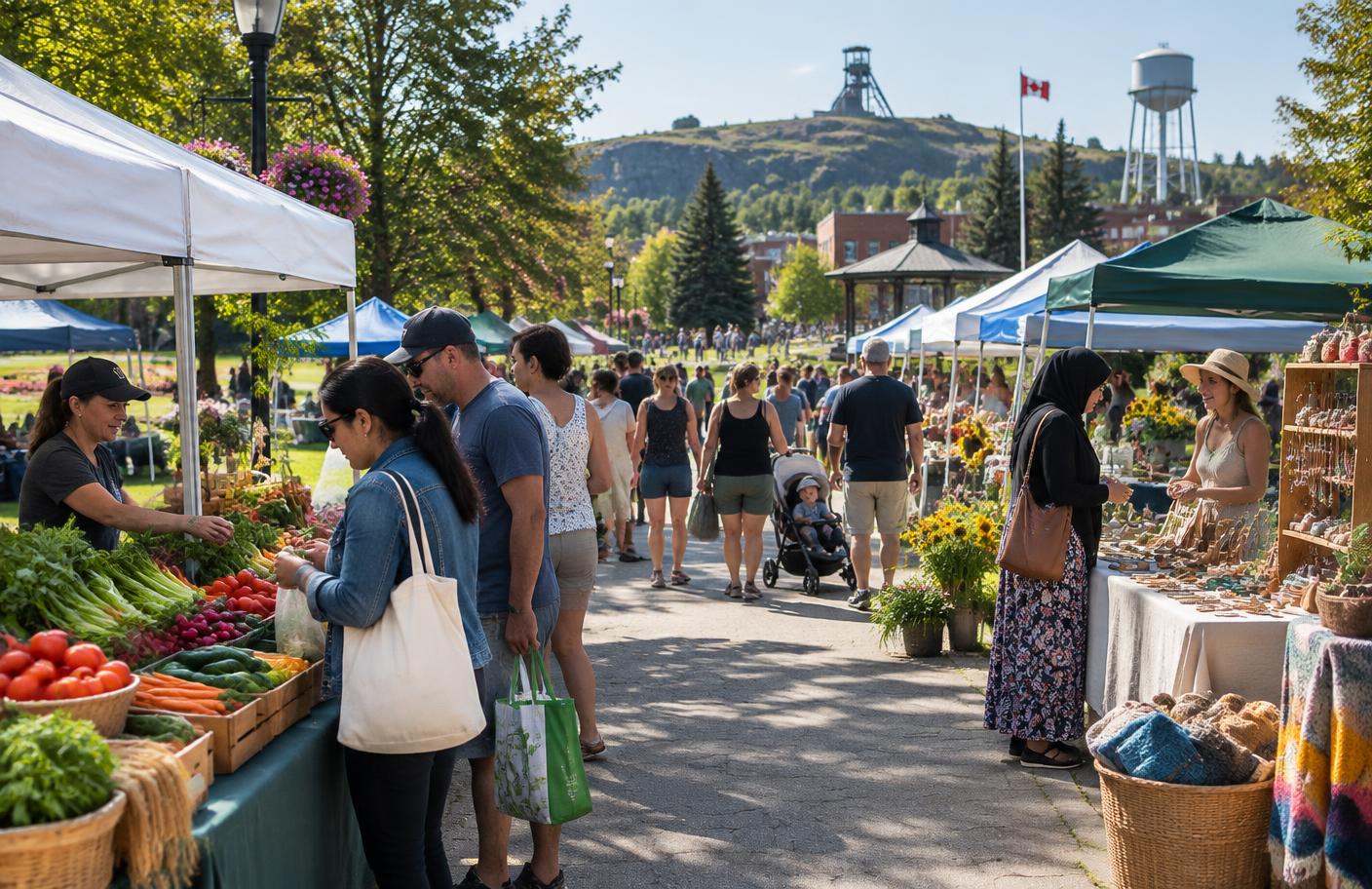 Urban Park Market vendors and neighbours gathered in Downtown Timmins